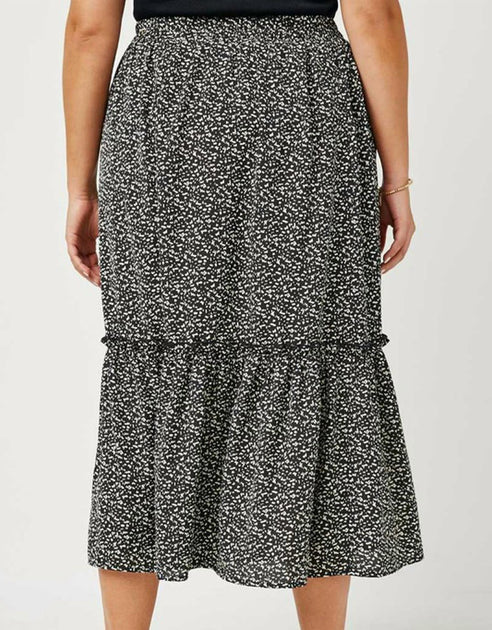Hayden LA Dotted Tiered Midi Skirt Grey 3X 3