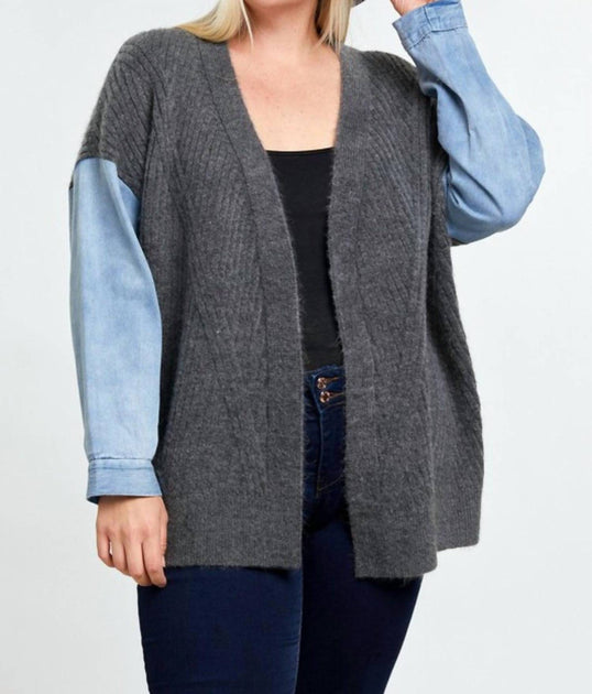 Davi & Dani Oversize Sweater Cardigan Grey Large 4