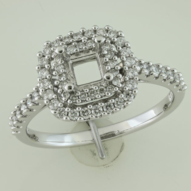 Mimi & Max Double Halo Engagement Ring White Gold US 8 2