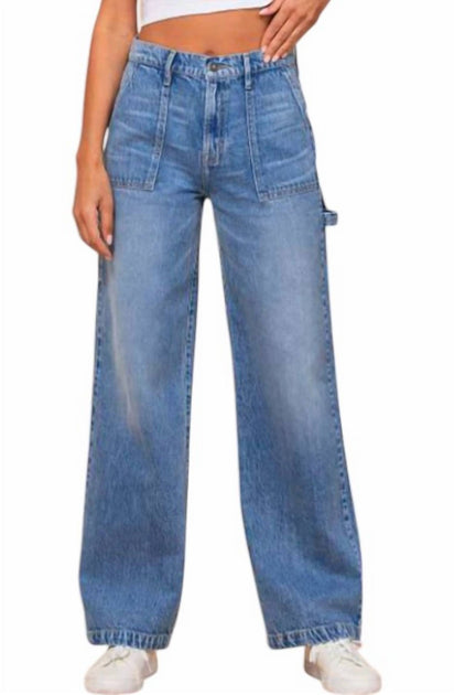 HIDDEN Carpenter High Rise Wide Leg Dad Jeans Blue 26 2