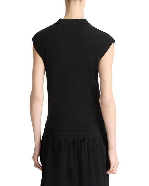 Vince Cap Sleeve Polo Shirt Black XS 3