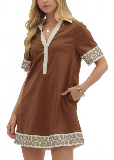 Entro Laine Mini Dress Brown Small 2