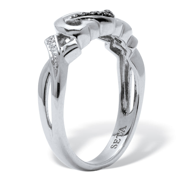Palm Interlocking Hearts Promise Ring Silver US 7 3
