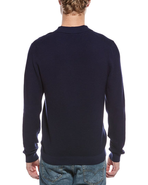 Magaschoni Novelty Knit Polo Sweater Blue Medium 3