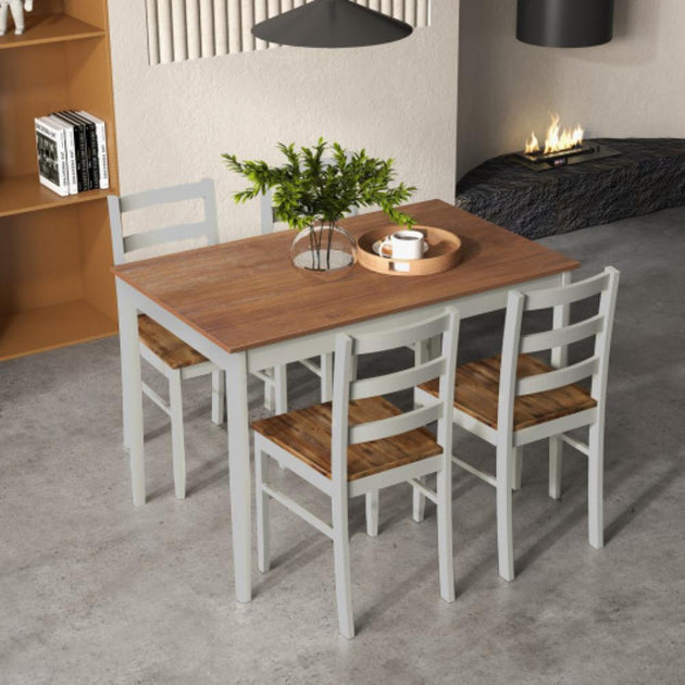 Hivvago 5-Piece Wooden Dining Set Coffee 3