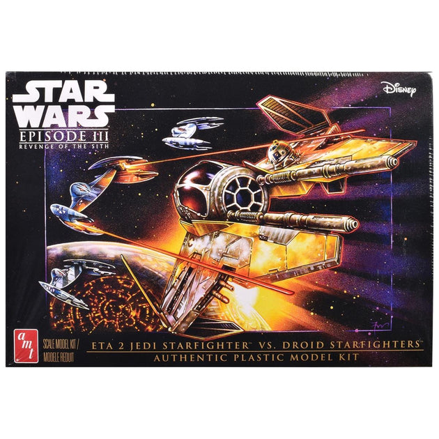 AMT Skill 2 ETA 2 Jedi Starfighter VS Droid Starfighters 1/48 Scale Model Kit Gray 3