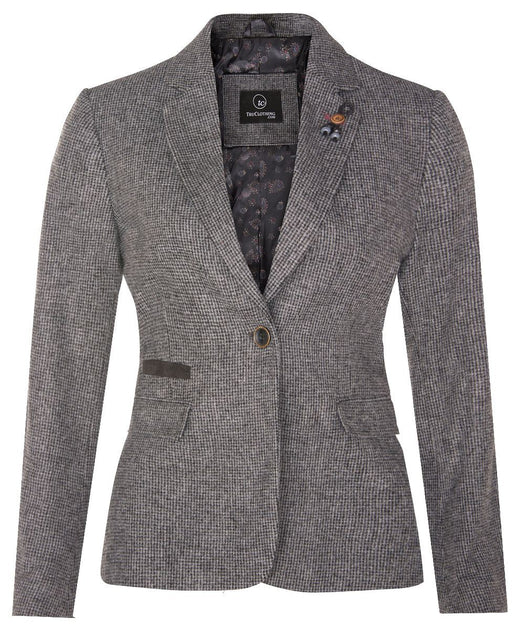 Oliver Tweed 1920s Herringbone Wool Blazer Grey Small 2