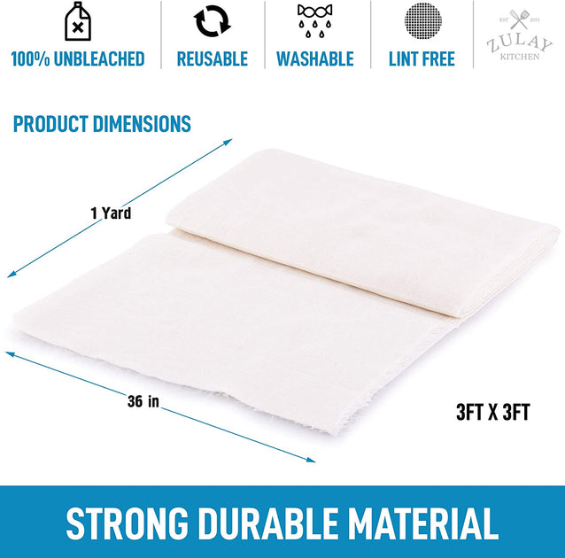 Zulay Kitchen Grade 90 Cheese Cloth White 4