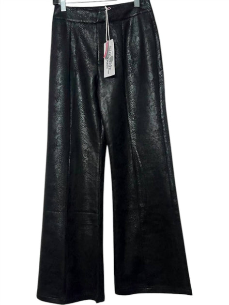 Sincerely Ours Snake Print Wide Leg Pants Black Small 4
