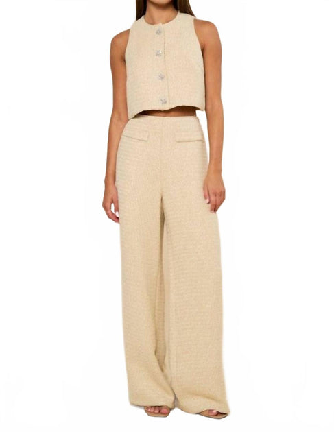 lalavon Tweed Vest and Pants Set Beige Small 2