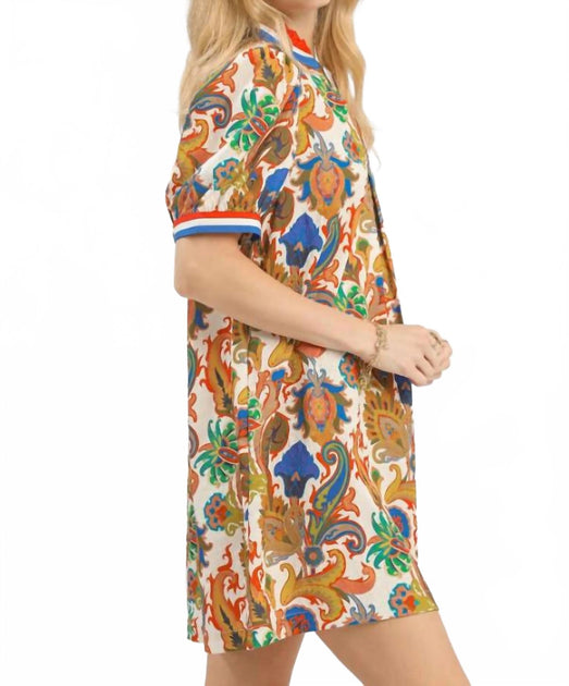 umgee Jacquard Abstract Print Mini Dress Multi Medium 3
