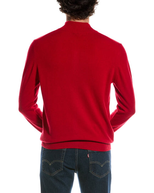 Forte Cashmere Mock Neck 1/4-Zip Pull Rouge Large 3