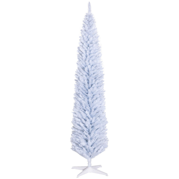 Hivvago 8 ft Artificial Pencil Christmas Tree White 2