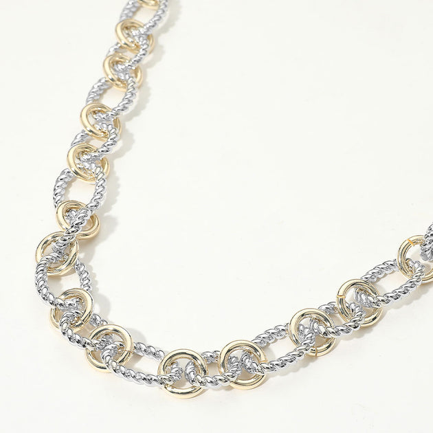 FASHNZFAB Twisted Link Chain Necklace Silver 3