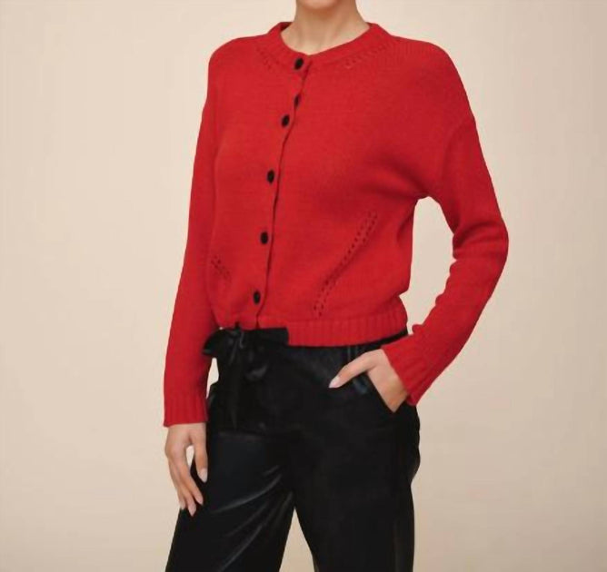 Bella Dahl Kordelzug-Strickjacke Rot Small 3