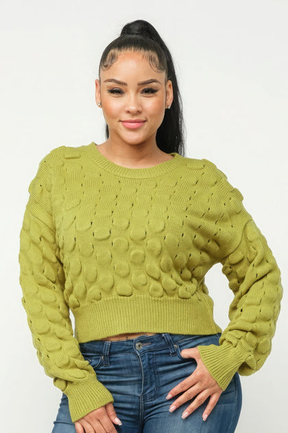 TRUEDAMES Checker Sweater Top Green Small 2