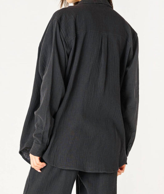 Dex Textured Button-Up Blouse Black Small 4
