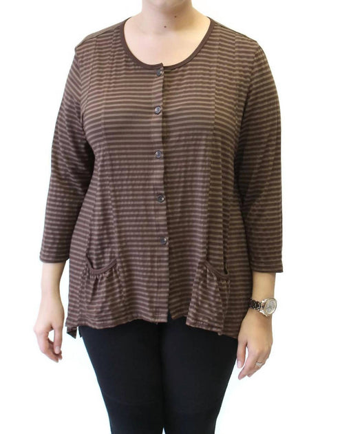 Kleen Tonal Striped Pocket Cardigan Brown 1X 2