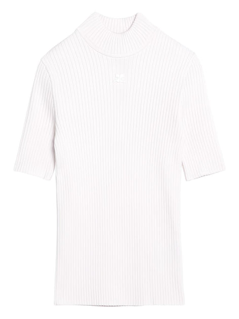 Courrèges Rippstrick Seide-Nylon Top mit Mock Neck 2