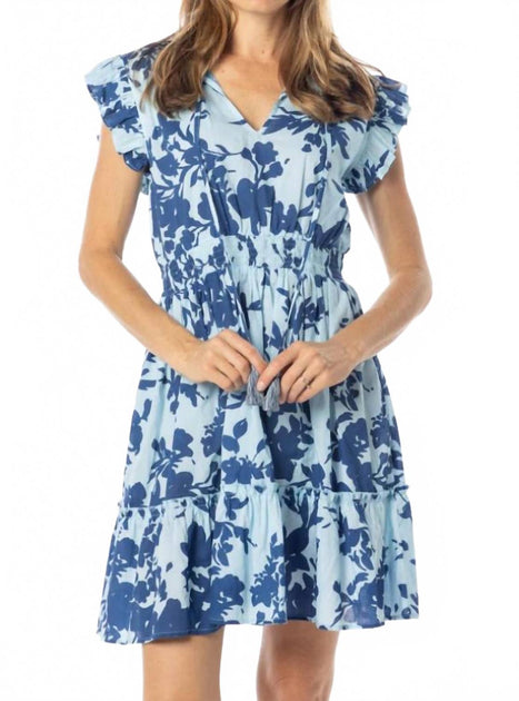 Bindu Anais V-Neck Mini Dress Blue Medium 2