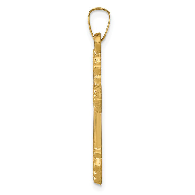 Diamond2Deal Budded Cross Pendant Yellow Gold 3