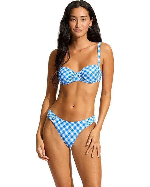 Damen Seafolly Ciao Bella Check Ruched Underwire Bra 4 Azure Check 3