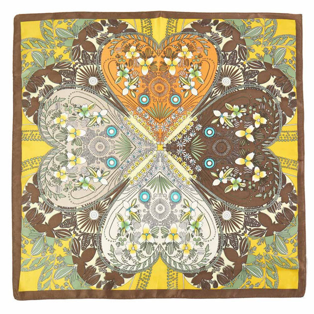TRUEDAMES Four-Leaf Clover Bandana Scarf Yellow One Size 3