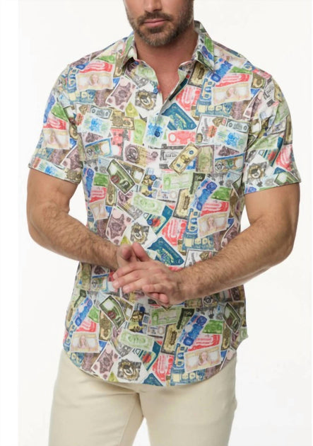 Robert Graham Heist Short Sleeve Woven Button-Down Shirt Multi XL 2