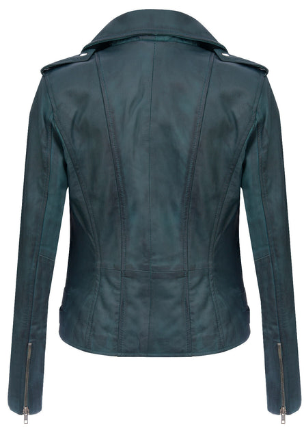 Infinity Loddon Womens Leather Biker Jacket Grey XLarge 4