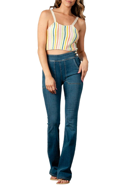 LUCCA Brassica Knit Striped Tank White XSmall 2