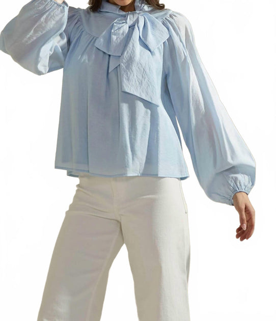 ABLE Bow-Tie Neck Blouse Blue Medium 2