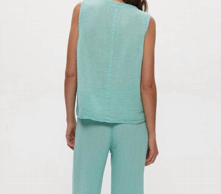 Michael Stars Kate Surplice Tank Blue Large 4