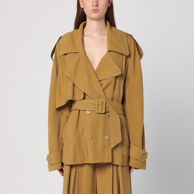 ジャケット THE ANDAMANE Double-breasted overcoat in ochre yellow The Andamane Women's Double-breasted Overcoat In Ochre