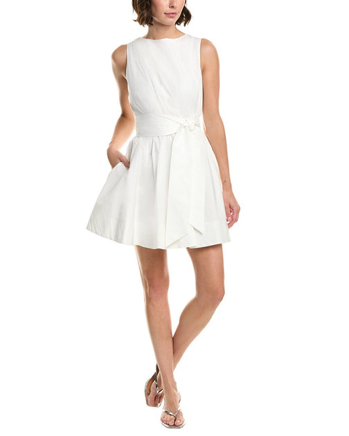 Milly Draped Poplin Mini Dress White US 6 2