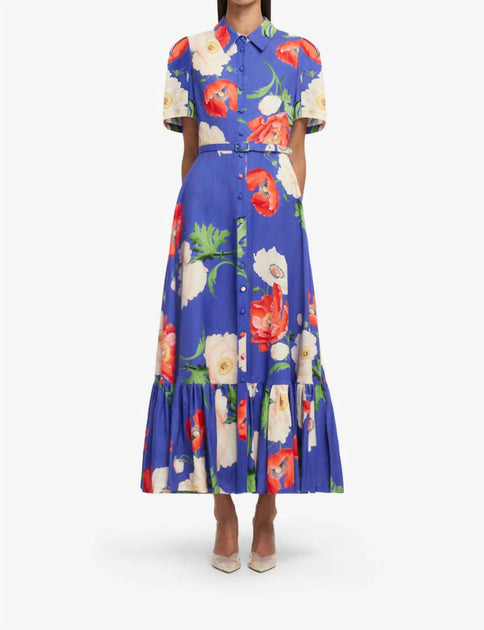 LEO LIN Becca Kurzarm Midi Kleid Multi US 2 2