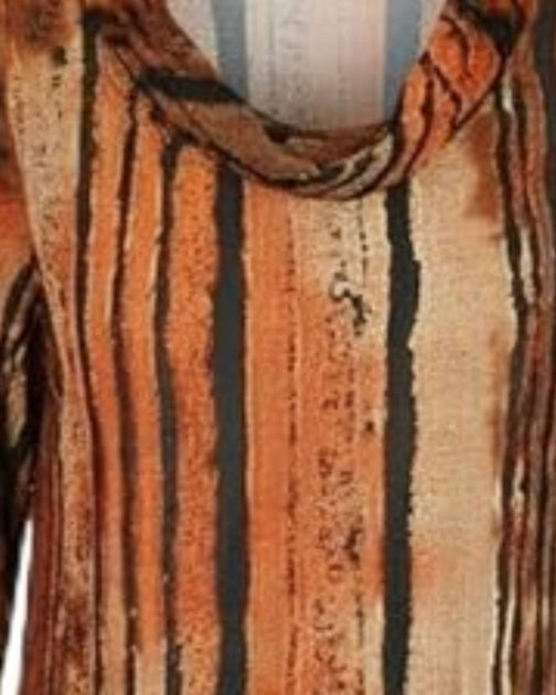 DAMEE Vertical Stripe Burnout Knit Tunic Gold Medium 3