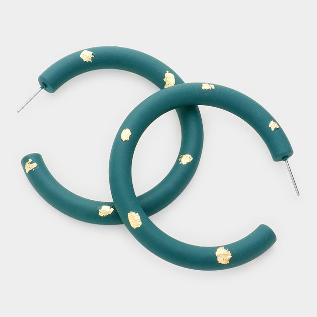 FASHNZFAB Hoop Earrings Green 2
