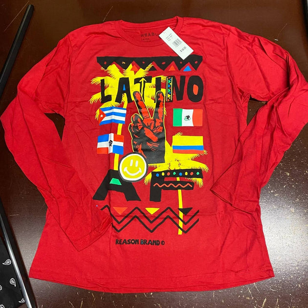 Reason Latino Af Graphic Tee Long Sleeve Red Small 3