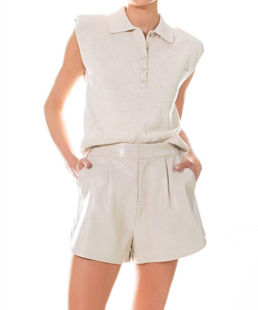 Grey Lab High-Waisted Shorts aus Kunstleder Beige Large 3