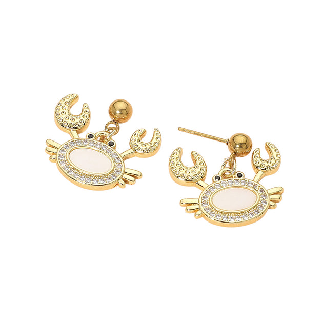 FASHNZFAB Crab Charm Dangle Earrings Silver 4
