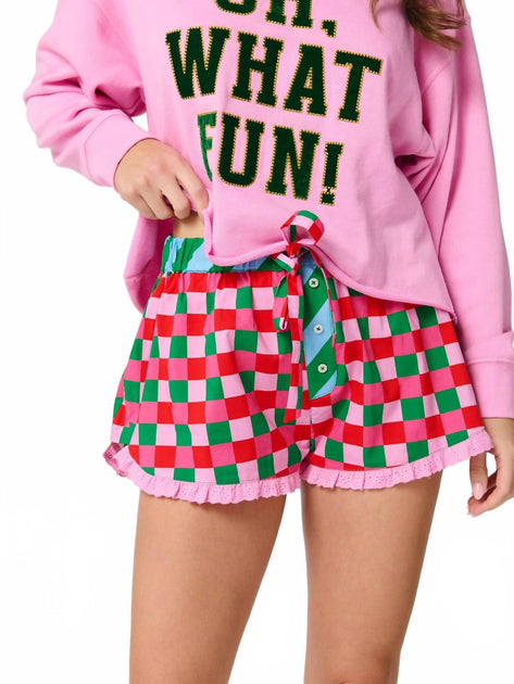 Shiraleah Checkered Boxer Shorts Pink Medium 2