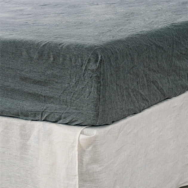 Hivvago Linen Fitted Sheet Slate Gray Queen 4