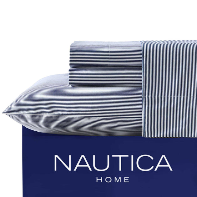 Nautica Penny Pinstripe Navy Full Sheet Set 2