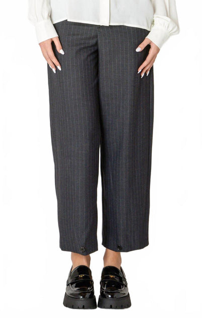 Black Tape Button Hem Pants Blue Small 2