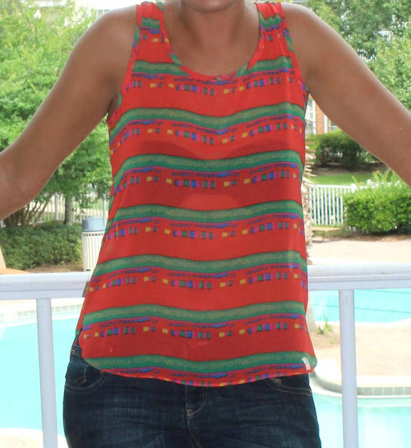 EVERLY Sleeveless Printed Top Red Small 2