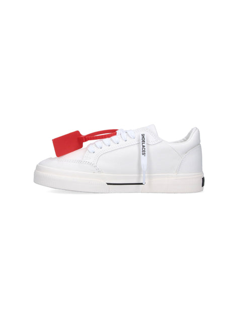 OFF-WHITE White Arrow Logo Leather Sneakers | ShopSimon