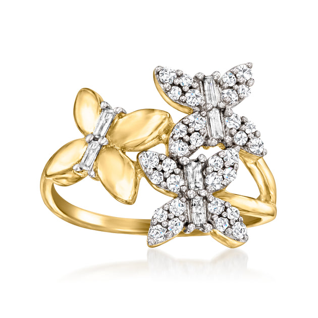 Ross-Simons Diamond Butterfly Ring Silver US 7 2
