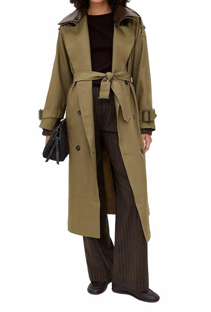 Line and Dot Linden Trench Coat Green Small 2