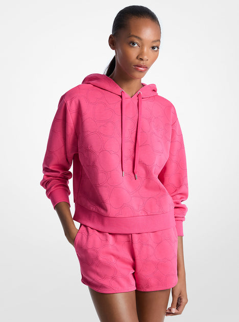 Michael Kors Heart Embroidered Cotton Blend Hoodie Multi X-Large 4