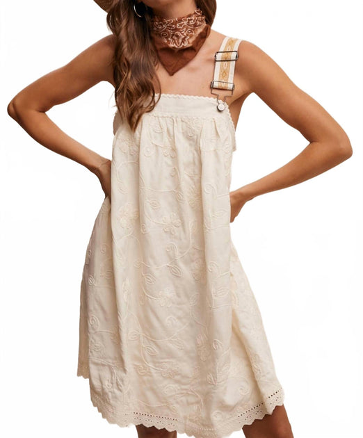 Listicle Arya Overall Mini Dress Beige Large 2
